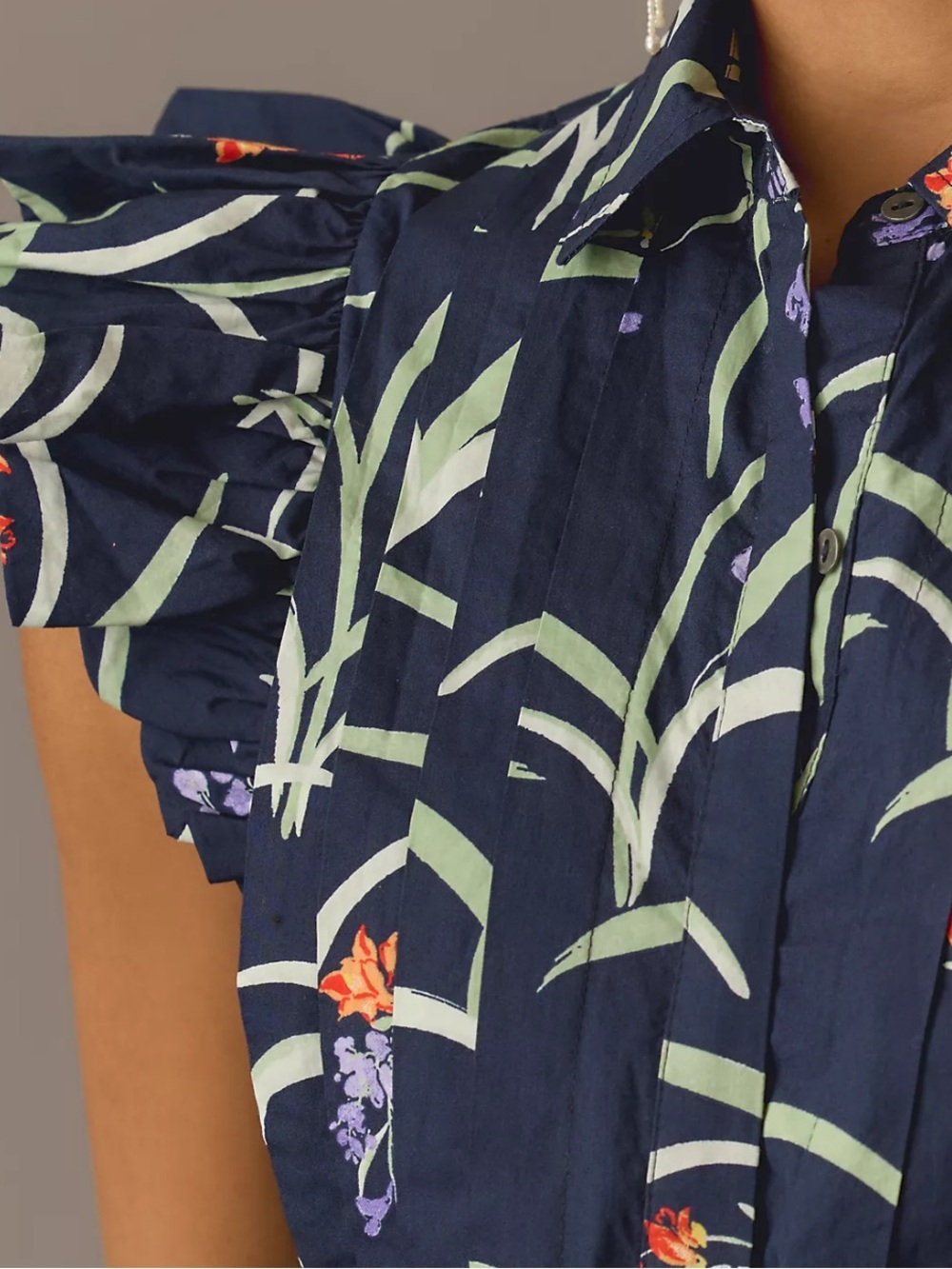 Anthropologie Ruffled Floral Shirt Dress
V16 - Picture 2 of 8